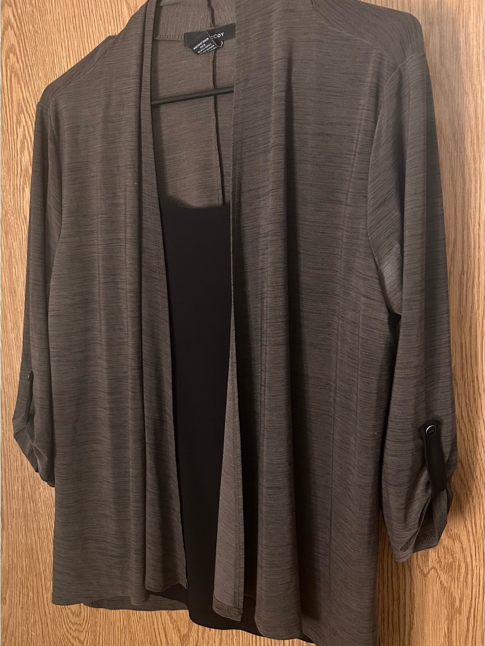 Lightweight Open-Front Gray Women's Top